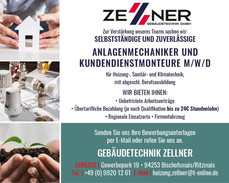 Stellenanzeige Zellner Gebäudetechnik